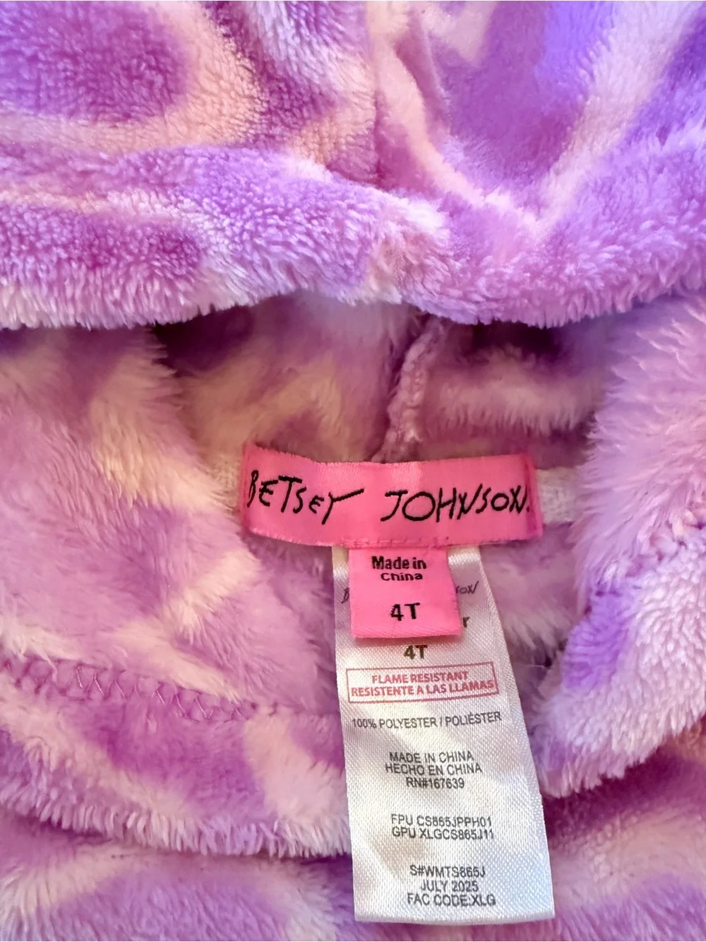 Betsey Johnson Purple Heart Hooded Fleece Nightgown